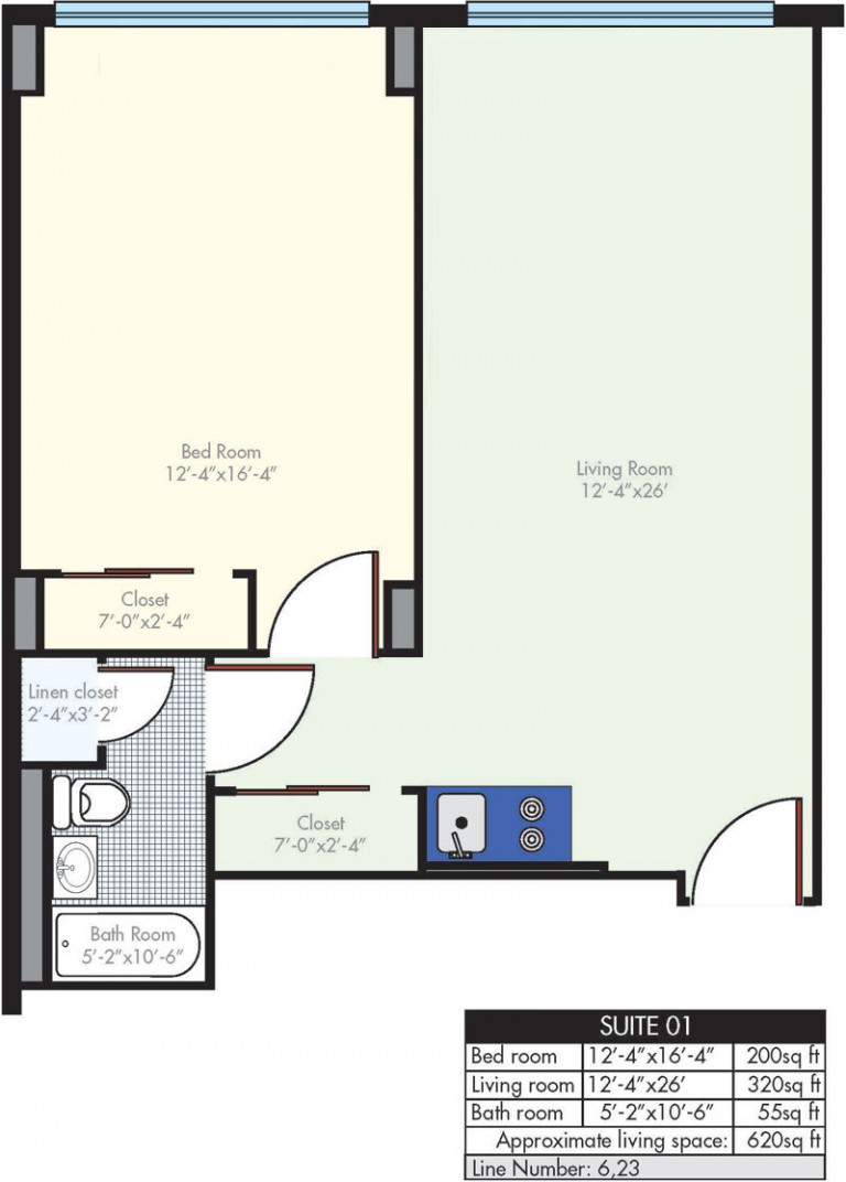 Studio and One Bedroom Floor Plans at Flushing House